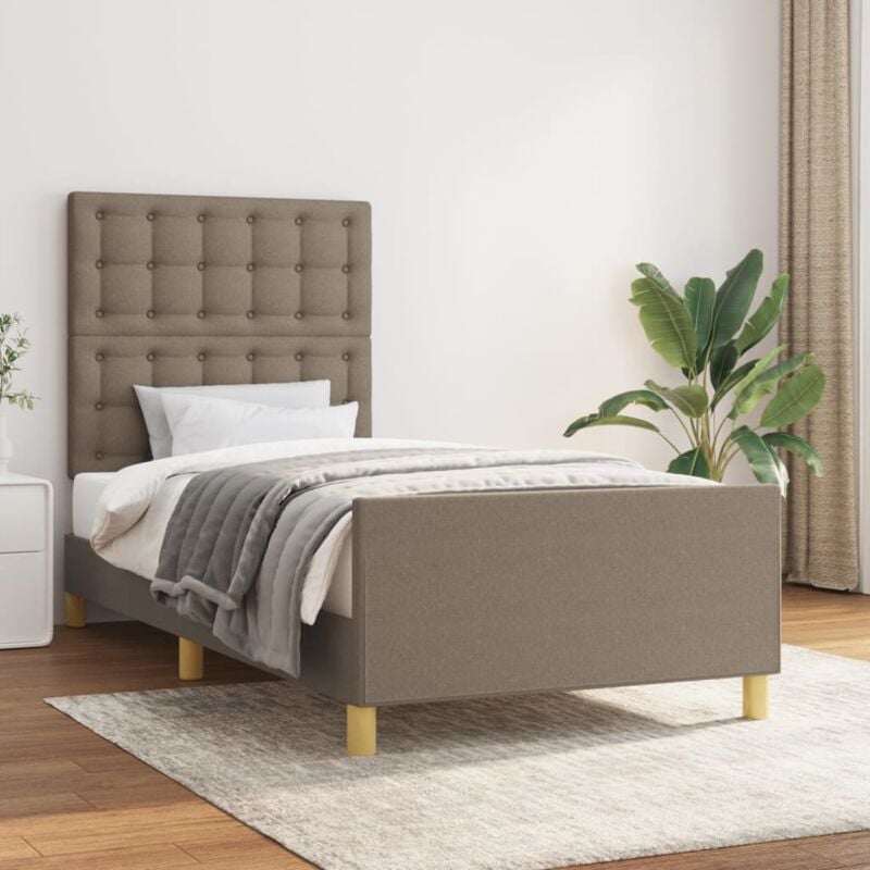 Lit Adulte,Lit simple,Cadre de lit avec tête de lit Taupe 80x200 cm Tissu CFW93343 CFW606145