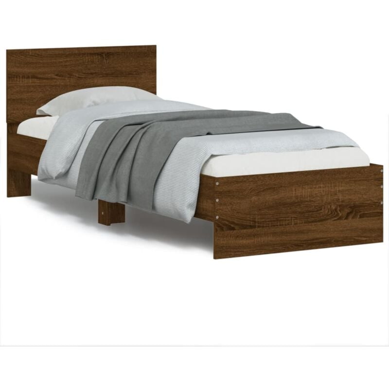 Lit Adulte,Lit simple,Cadre de lit tête de lit et lumières led chêne marron 90x190 cm CFW258784 CFW581475