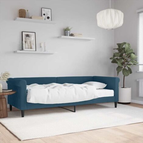Lit Adulte，Lit simple，Lit de jour avec matelas bleu 80x200 cm velours CIV405331