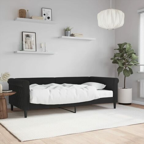 Lit Adulte，Lit simple，Lit de jour avec matelas noir 90x190 cm velours CIV522208