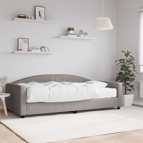Lit Adulte，Lit simple，Lit de jour avec matelas taupe 100x200 cm tissu CIV264017