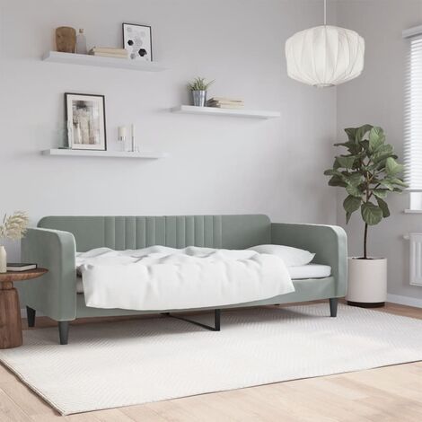 Lit Adulte，Lit simple，Lit de jour gris clair 80x200 cm velours CIV729509