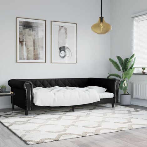 Lit Adulte，Lit simple，Lit de jour noir 100x200 cm similicuir CIV509594