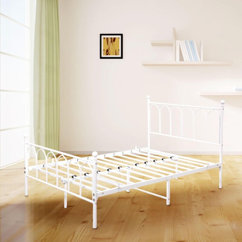 Hauss Spole - Lit enfant 90x200cm, lit simple, lit à structure en fer , métal, blanc - c