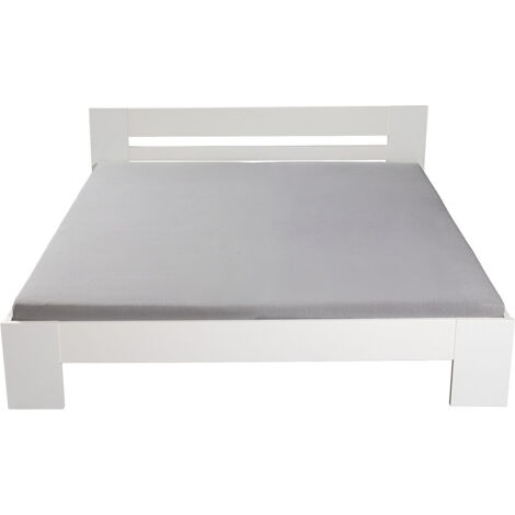 Lit adute en bois coloris blanc - longueur 204 x profondeur 186 x hauteur 71 cm