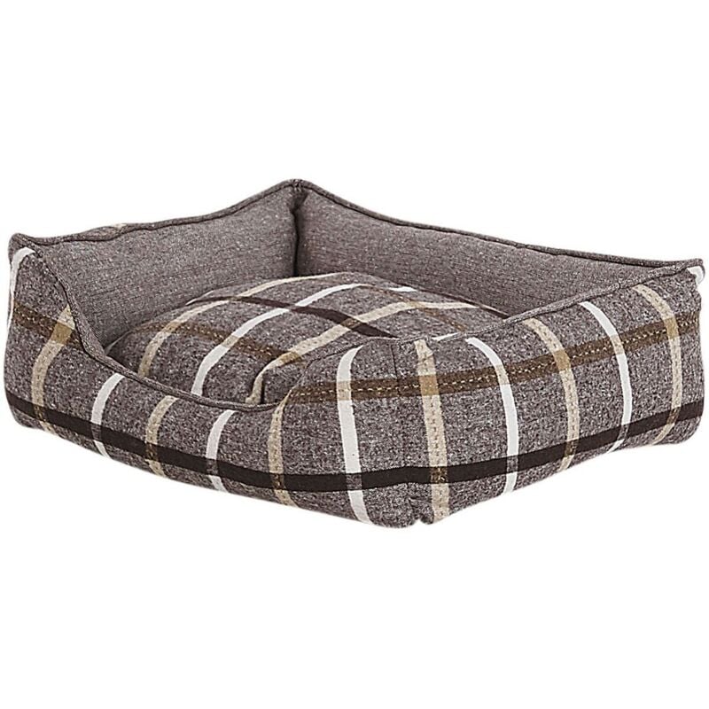 Beliani - Lit Animal Panier Carré pour Chien ou Chat 50 cm en Coton Marron Lavable en Machine Couchage Confortable Moelleux et Apaisant