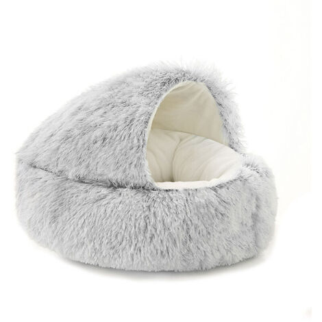 Lit apaisant pour chien et chat, panier douillet en forme de beignet pour chats et chiens d'intérieur, coussin moelleux en peluche pour chiots et chatons, lit doux et chaud en forme de grotte, sac de