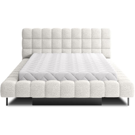 Lit avec coffre de rangement Kopa prestige – Revêtement tissu capitonné-Blanc-180x200