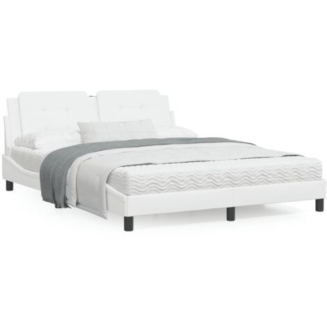 Lit avec matelas blanc 160x200 similicuir