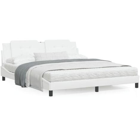 Lit avec matelas blanc 180x200 similicuir