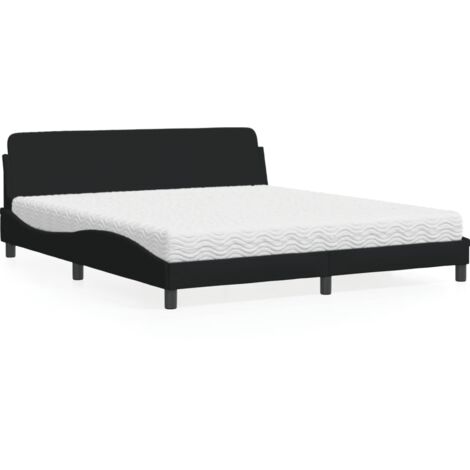 Lit avec matelas Dover noir 180x200 cm tissu vidaXL