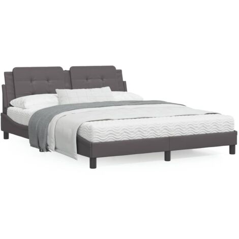 Lit avec matelas gris 160x200 similicuir