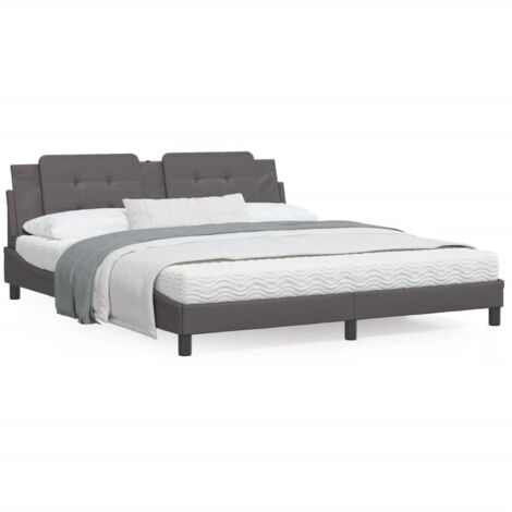 Lit avec matelas gris 180x200 similicuir