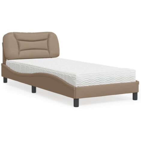 Lit avec matelas-Lit Adulte avec matelas Hvar cappuccino 90x190 cm similicuir 213324