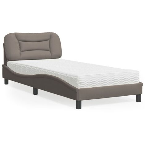 Lit avec matelas-Lit Adulte avec matelas Hvar taupe 90x200 cm tissu 521922