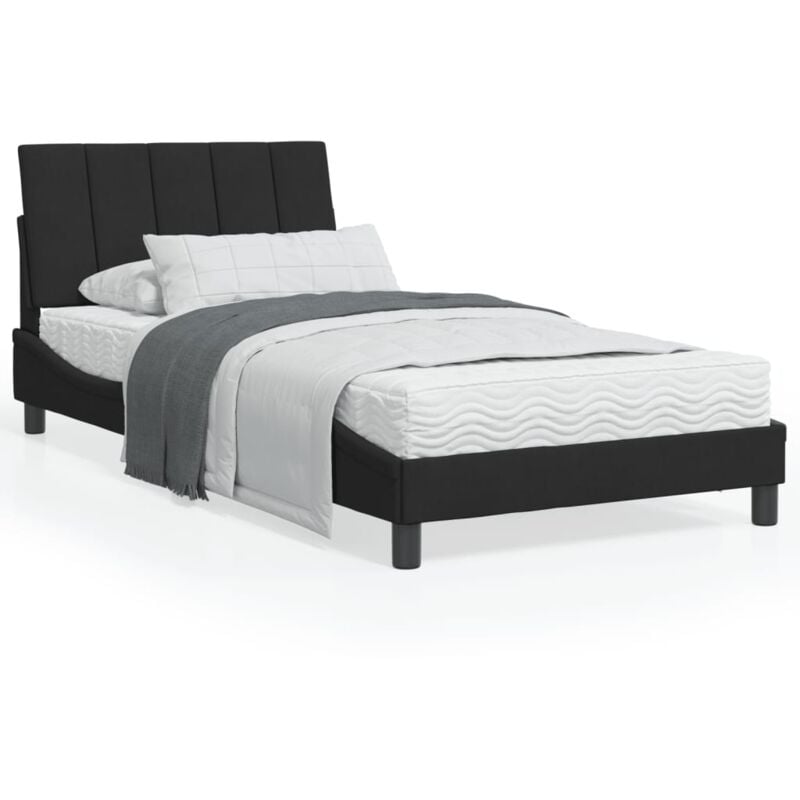 Vidaxl - Lit avec matelas noir 100x200 cm velours