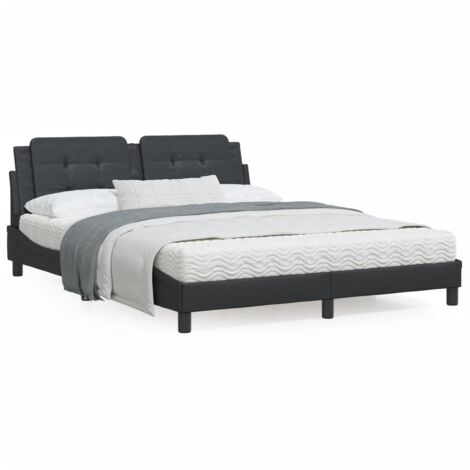 Lit avec matelas noir 160x200 similicuir