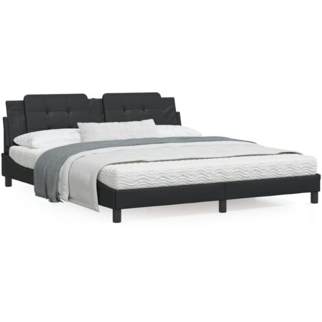 Lit avec matelas noir 180x200 similicuir