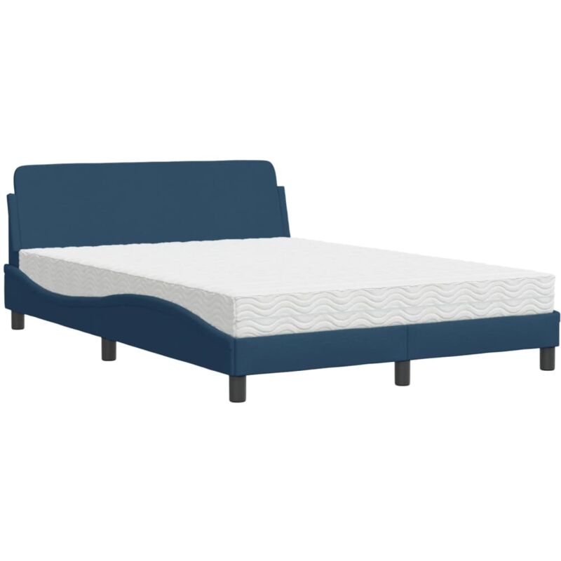 Lit avec matelas bleu 120x200 cm tissu