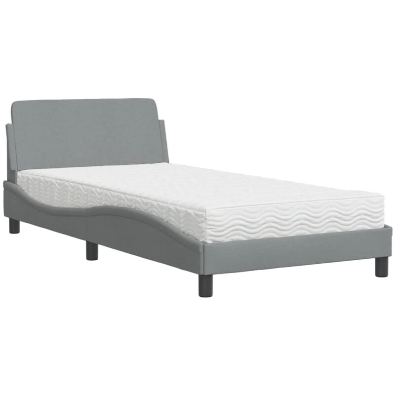 Lit avec matelas gris clair 100x200 cm tissu - Vidaxl