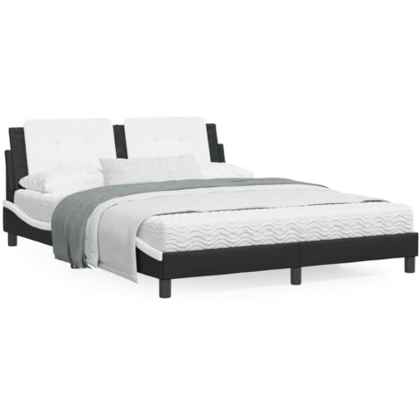 Lit avec matelas noir et blanc 160x200 similicuir