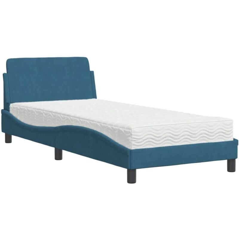 Vidaxl - Lit avec matelas bleu 80x200 cm velours