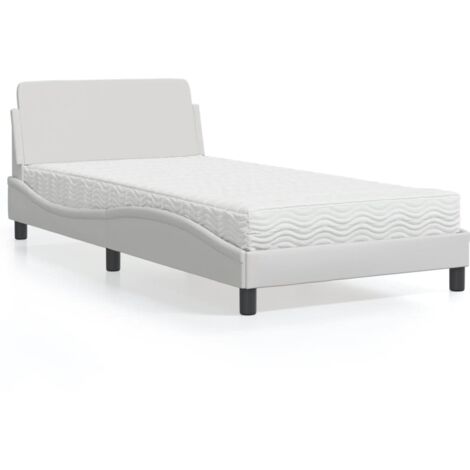 Lit avec matelas-Structure de lit-Lit Adulte blanc 100x200 cm similicuir 280164
