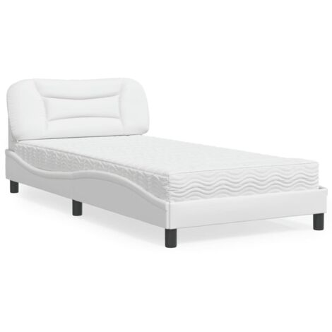 Lit avec matelas-Structure de lit-Lit Adulte blanc 100x200 cm similicuir 979583