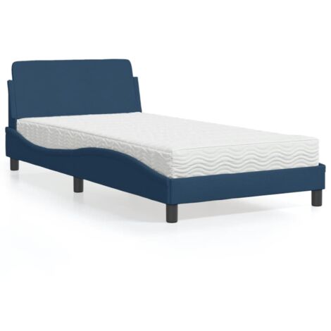 Lit avec matelas-Structure de lit-Lit Adulte bleu 100x200 cm tissu 838991