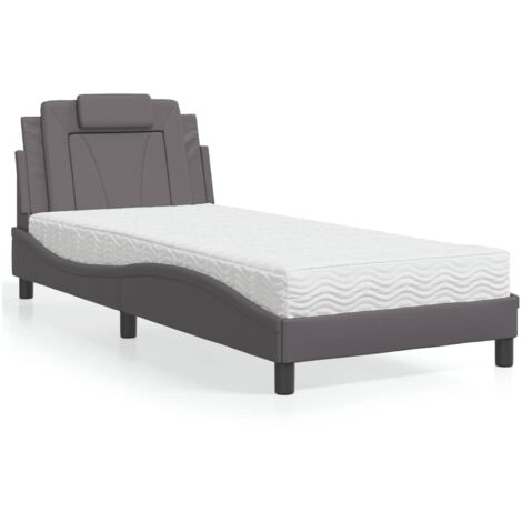 Lit avec matelas-Structure de lit-Lit Adulte gris 90x190 cm similicuir 683049