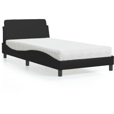 Lit avec matelas-Structure de lit-Lit Adulte noir 100x200 cm similicuir 978072