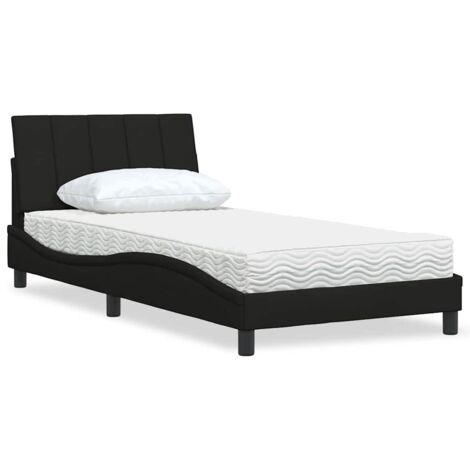 Lit avec matelas-Structure de lit-Lit Adulte noir 100x200 cm tissu 240774