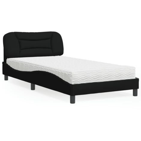 Lit avec matelas-Structure de lit-Lit Adulte noir 100x200 cm tissu 687727
