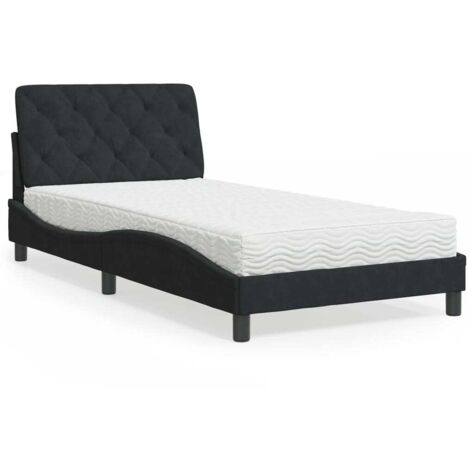 Lit avec matelas-Structure de lit-Lit Adulte noir 100x200 cm velours 975200