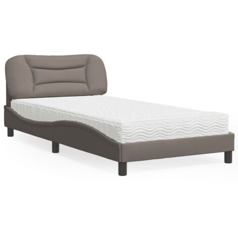 Lit avec matelas-Structure de lit-Lit Adulte taupe 100x200 cm tissu 278673