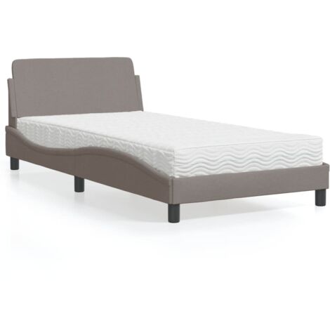 Lit avec matelas-Structure de lit-Lit Adulte taupe 100x200 cm tissu 763708