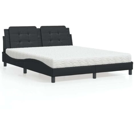 Lit avec matelas Zadar noir 160x200 cm similicuir vidaXL