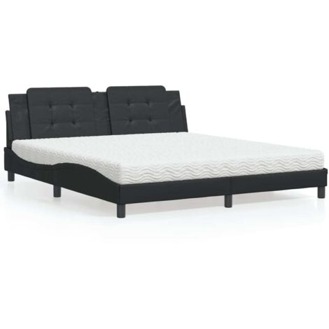 Lit avec matelas Zadar noir 180x200 cm similicuir vidaXL