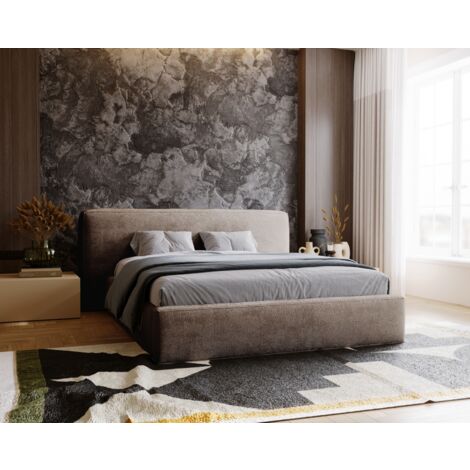 Lit avec rangement 160x200 Vitoria, Lit Double - Design Moderne - Marron (Symphony 6)