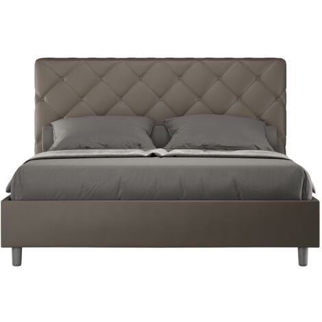 Lit avec sommier rembourrée 160x200 similicuir cappuccino Priya