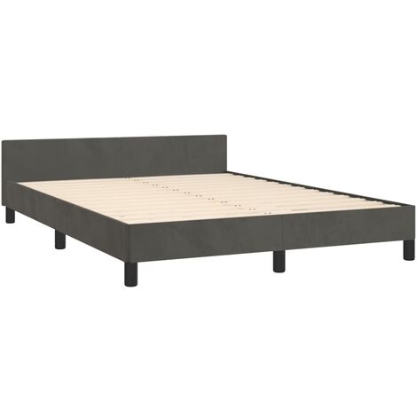 Lit avec tête de lit Gris foncé 140x190 Velours
