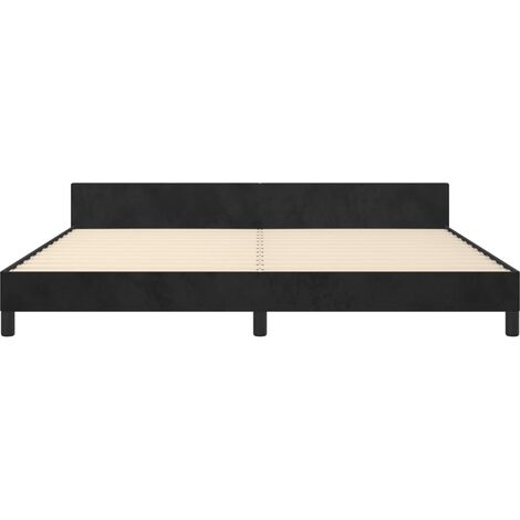 Lit avec tête de lit Noir 200x200 Velours