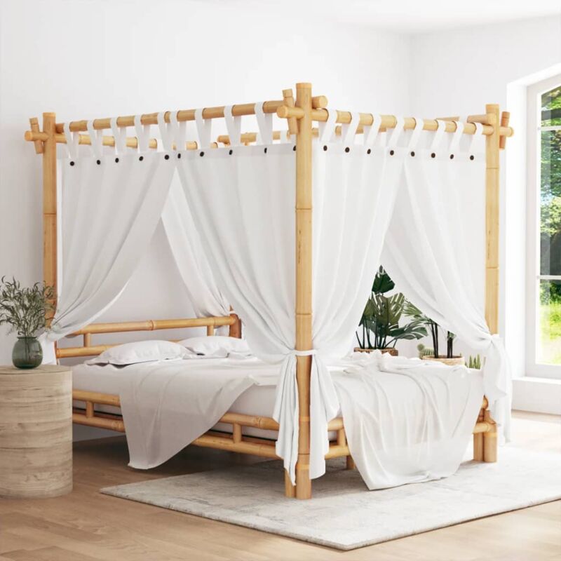 Vidaxl - Lit à baldaquin Cadre de lit Lit adulte pour chambre à coucher 140x200 cm Bambou