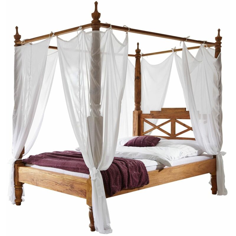 Lit à baldaquin 180x200 Palissandre huilé Brun NATURE BROWN 532
