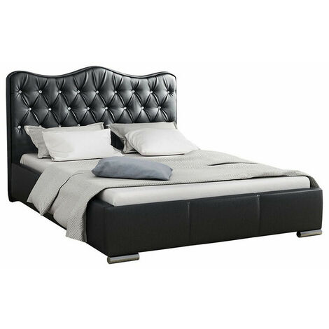 Lit Baltimore 141, Soft 011, Double, Faux cuir, Sommier à lattes, 160x218x100cm