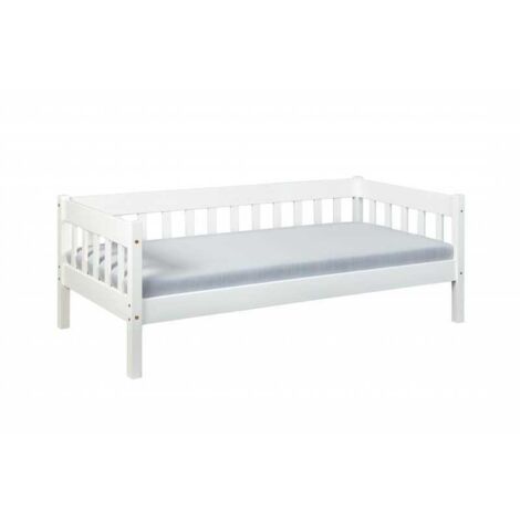 Lit banquette 1 personne 90x200 cm avec sommier blanc