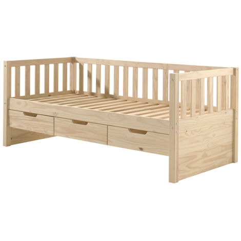 Lit banquette 90x200 sommier et 3 tiroirs inclus Vipack Fritz - Bois
