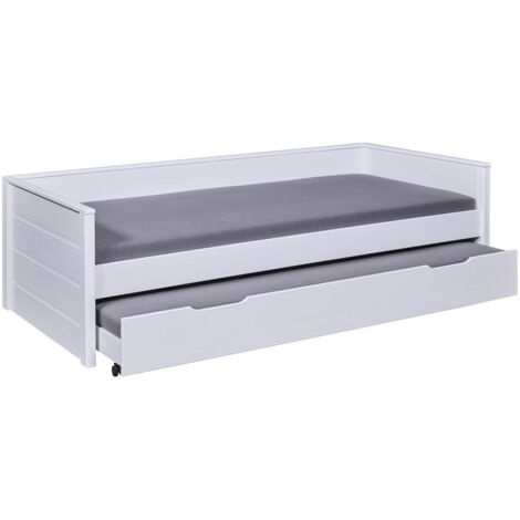 Lit banquette avec tiroir 90x200 cm en pin blanc - CHAMBERY