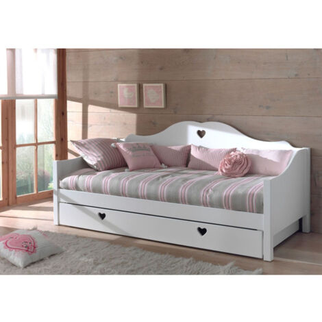 Lit Banquette Enfant à Tiroir "Amori" 90x200cm Blanc