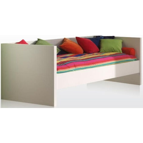 Lit banquette gigogne 90x200 bois laqué blanc Lara
